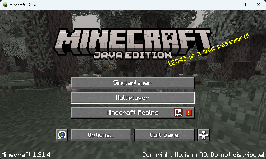 Minecraft main menu